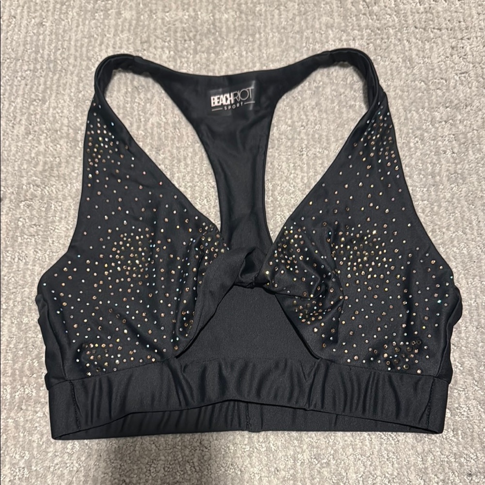 Beach Riot Black Studded Sports Bra